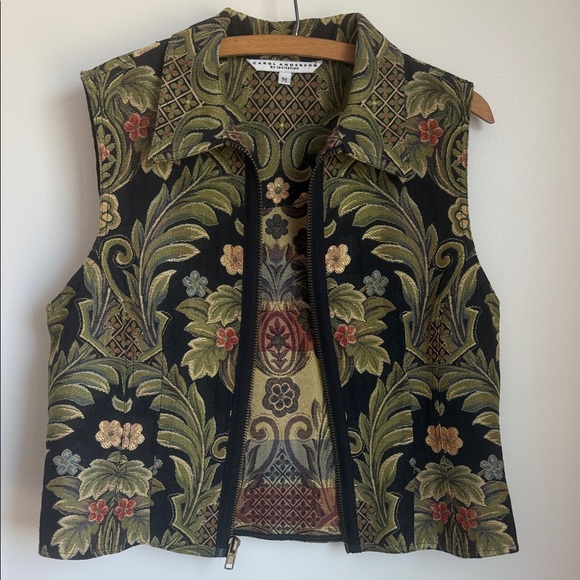 Carol Anderson Jackets & Blazers - Vintage Tapestry Floral Zip-Front Vest - Black & Olive
